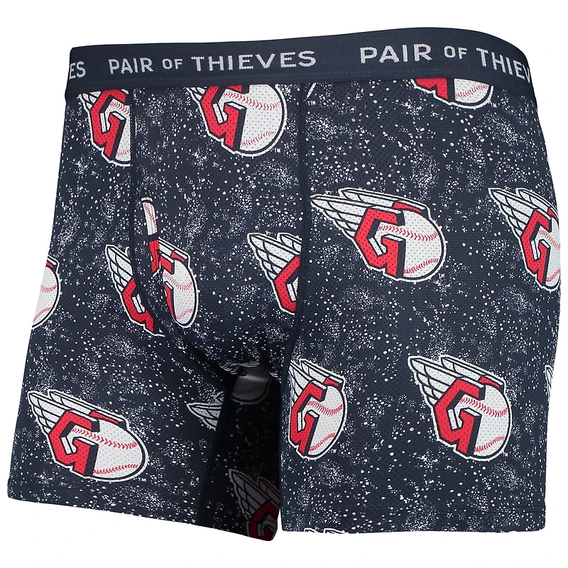 Lot de 2 boxers Super Fit pour homme Paire voleurs Noir/bleu marine Cleveland Guardians