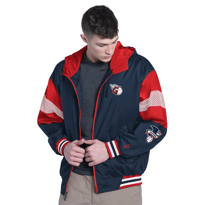 Men's Pro Player Navy/Red Cleveland Guardians Legacy Lightweight Full-Zip Hooded Jacket