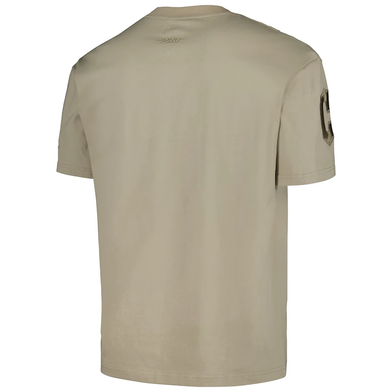 Men's Pro Standard Tan Cleveland Guardians Oversized Neutral CJ Dropped Shoulders T-Shirt