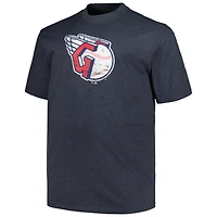 Men's Profile Heather Navy Cleveland Guardians Big & Tall Weathered Logo T-Shirt