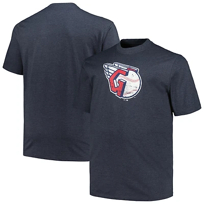 T-shirt pour hommes Profile Heather Navy Cleveland Guardians Big & Tall avec logo vieilli