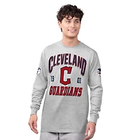 Ensemble de deux t-shirts à manches longues et courtes pour homme Starter, gris chiné/bleu marine, Cleveland Guardians
