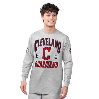 Men's Starter  Heather Gray/Navy Cleveland Guardians Two-Pack Long Sleeve & Short T-Shirt Set