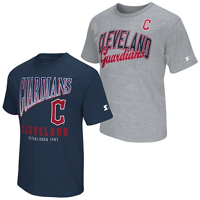 Men's Starter  Navy/Heather Gray Cleveland Guardians Two-Pack T-Shirt Set
