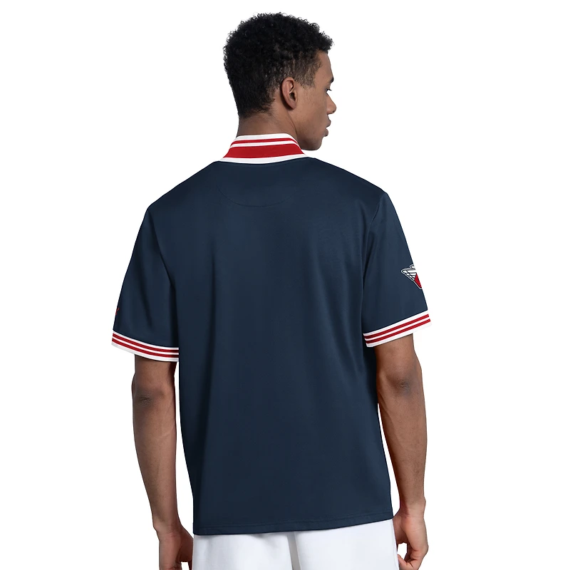 Men's Starter Navy Cleveland Guardians Button-Up Short Sleeve Jacket