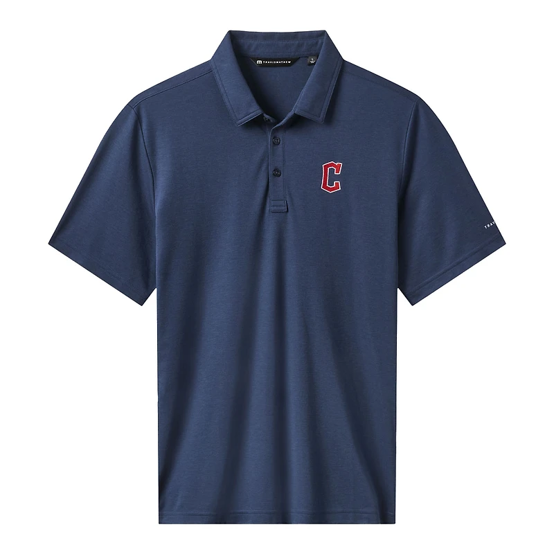 Polo bleu marine TravisMathew pour homme, motif tri-mélange des Cleveland Guardians, Playoff Pitch