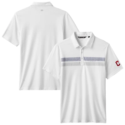 Polo tri-blend blanc Top Recruit des Cleveland Guardians pour homme TravisMathew