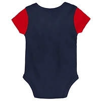 Lot de trois bavoirs et chaussons pour nouveau-nés bébés bleu marine/rouge Cleveland Guardians Little Champ