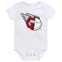 Newborn & Infant Red/Navy/White Cleveland Guardians Minor League Player Three-Pack Bodysuit Set