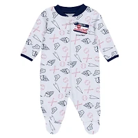 Newborn & Infant WEAR by Erin Andrews White Cleveland Guardians Sleep Play Full-Zip Footed Jumper with Bib