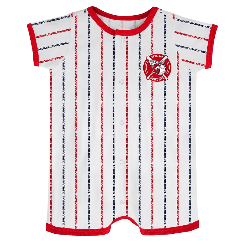 Barboteuse blanche Cleveland Guardians Ball Hitter pour nouveau-né et bébé