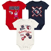 Newborn Outerstuff Cleveland Guardians Home Plate 3-Piece Creeper Set
