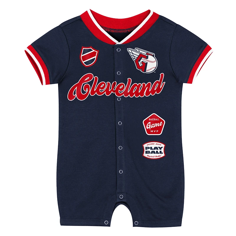 Newborn Outerstuff Navy Cleveland Guardians Pinch Coverall