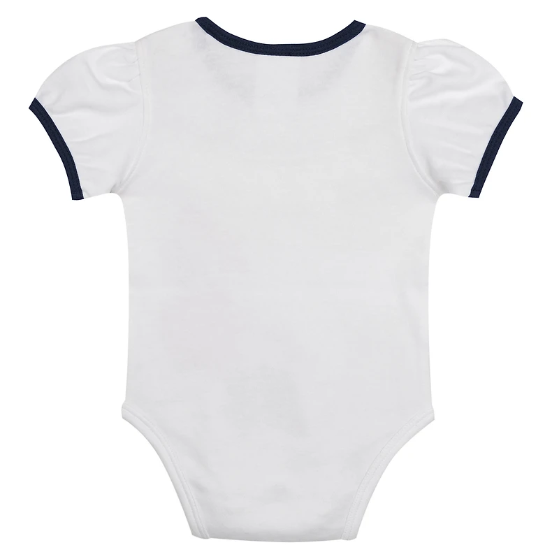 Newborn White/Navy Cleveland Guardians Sweet Catcher 3-Piece Bodysuit, Headband and Skirt Set