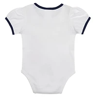Newborn White/Navy Cleveland Guardians Sweet Catcher 3-Piece Bodysuit, Headband and Skirt Set