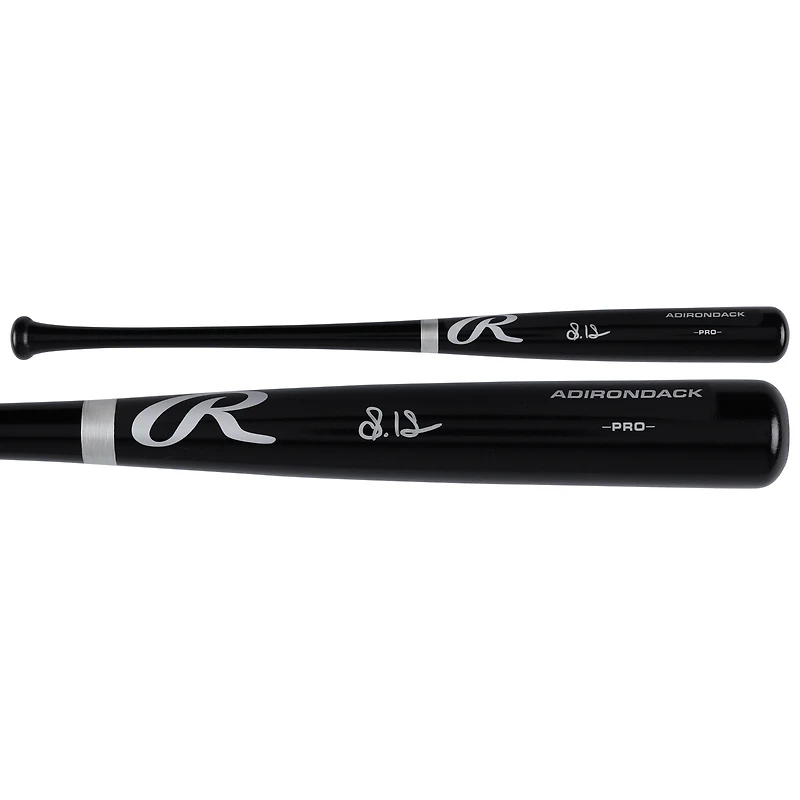 Batte de baseball professionnelle Rawlings noire autographiée par Steven Kwan, Cleveland Guardians