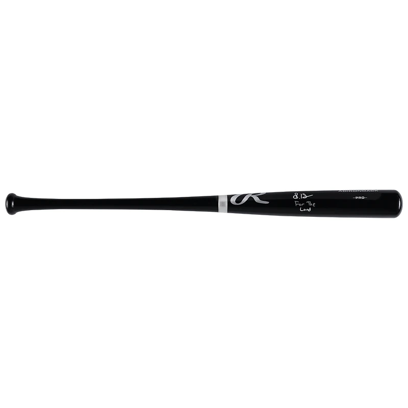 Batte Rawlings Pro noire autographiée par Steven Kwan, des Cleveland Guardians, avec l'inscription « For The Land »