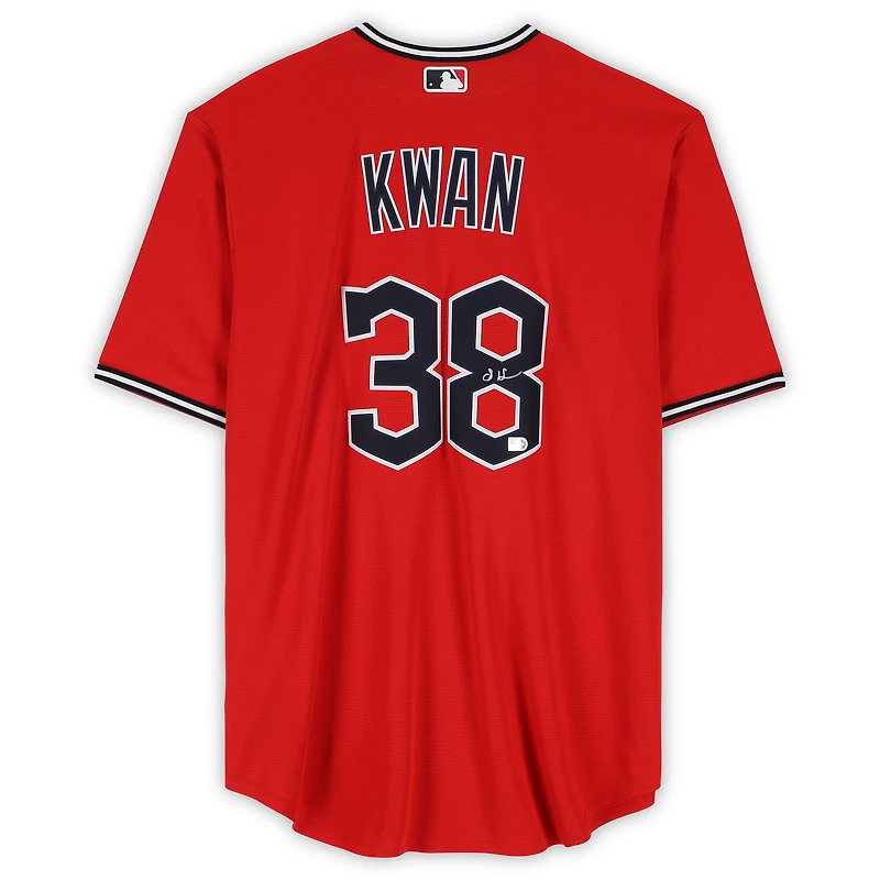 Maillot réplique rouge Nike autographié de Steven Kwan, Cleveland Guardians