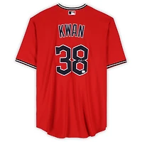 Maillot réplique rouge Nike autographié de Steven Kwan, Cleveland Guardians
