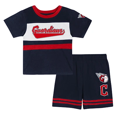 Ensemble t-shirt et short bleu marine Cleveland Guardians Bonus Ball pour tout-petit
