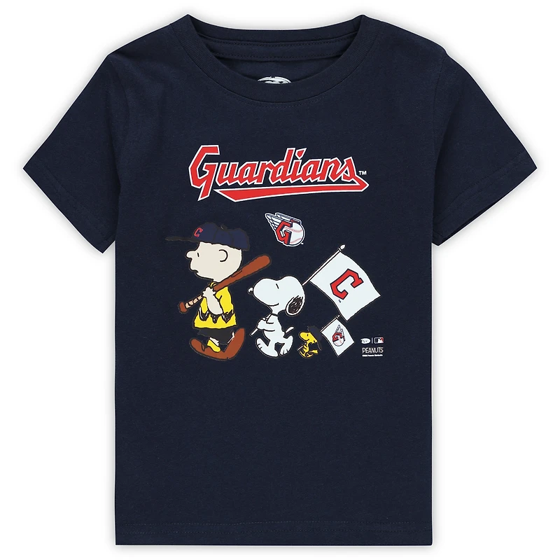 Toddler Navy Cleveland Guardians Peanuts Flag T-Shirt