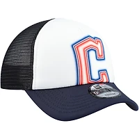 Casquette ajustable New Era blanche/bleu marine Cleveland Guardians peinte en A 9FORTY Trucker pour tout-petit
