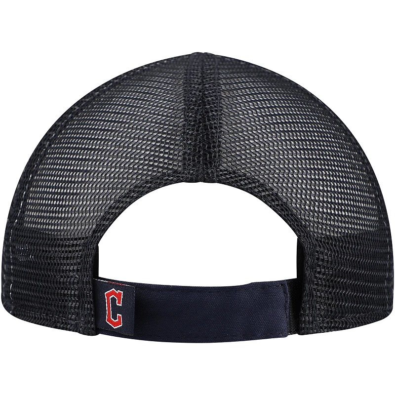 Casquette ajustable New Era blanche/bleu marine Cleveland Guardians peinte en A 9FORTY Trucker pour tout-petit