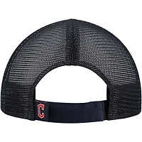 Casquette ajustable New Era blanche/bleu marine Cleveland Guardians peinte en A 9FORTY Trucker pour tout-petit