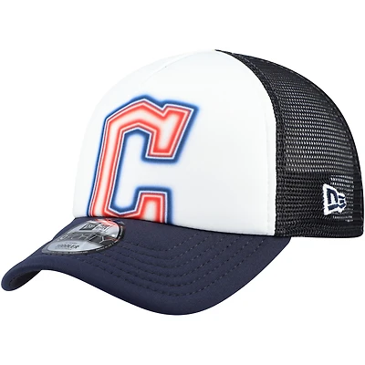 Toddler New Era White/Navy Cleveland Guardians Painted A-Frame 9FORTY Trucker Adjustable Hat