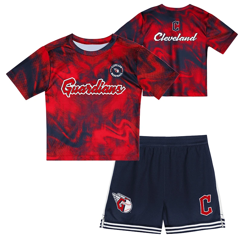 Toddler Red/Navy Cleveland Guardians Pinch Hitter Infielder T-Shirt & Shorts Set