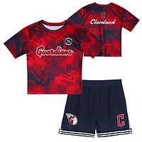 Toddler Red/Navy Cleveland Guardians Pinch Hitter Infielder T-Shirt & Shorts Set