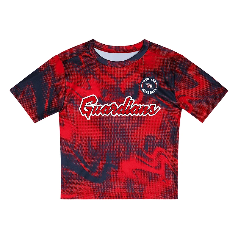 Ensemble t-shirt et short de frappeur champ intérieur Cleveland Guardians rouge/bleu marine pour tout-petit
