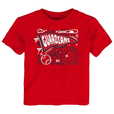 T-shirt rouge amusant pour tout-petits avec logo Cleveland Guardians Ballpark