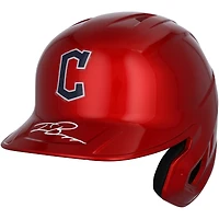 Réplique du casque de frappeur chromé alternatif autographié par Travis Bazzana des Cleveland Guardians