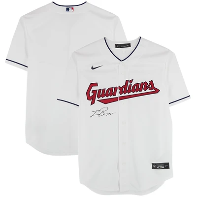 Maillot réplique blanc Nike des Cleveland Guardians, autographié par Travis Bazzana - Signature sur le devant