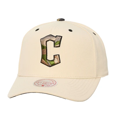 Unisex Mitchell & Ness Cream Cleveland Guardians Camo Logo Pro Crown Snapback Hat