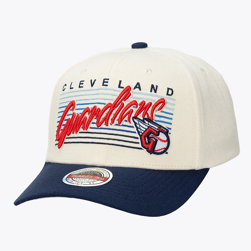 Unisex Mitchell & Ness Cream Cleveland Guardians Retro Lines Stretch Snapback Hat