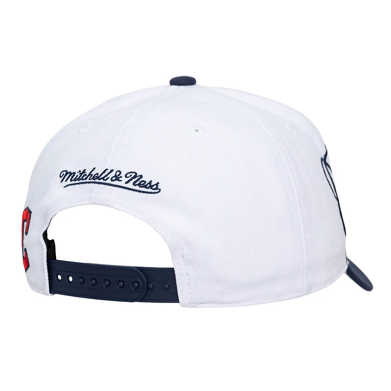 Casquette unisexe Mitchell & Ness blanche/marine Cleveland Guardians XL Script Pro Crown ajustable