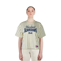 T-shirt court à rayures fines City Connect Multiplier Cleveland Guardians New Era pour femme