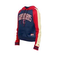 Sweat à capuche court manches raglan bleu marine Cleveland Guardians Cooperstown Collection pour femme New Era