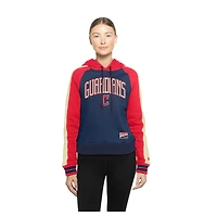 Sweat à capuche court manches raglan bleu marine Cleveland Guardians Cooperstown Collection pour femme New Era