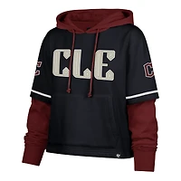 Sweat à capuche court City Connect « 47 » bleu marine pour femme des Cleveland Guardians