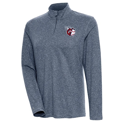Women's Antigua  Heather Navy Cleveland Guardians Confront Quarter-Zip Pullover Top