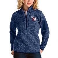 Veste à glissière quart de tour Fortune Cleveland Guardians Antigua Heather Navy pour femme