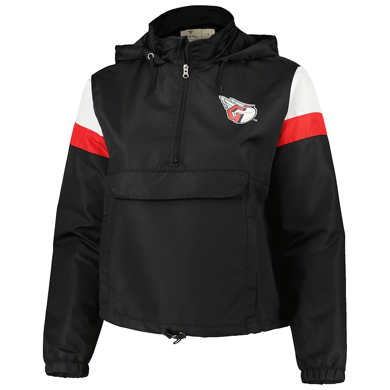Veste à capuche noire Anorak quart de zip taille plus pour femme des Cleveland Guardians