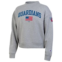 Women's Champion  Heather Gray Cleveland Guardians Americana Triumph Fleece Tri-Blend Sweatshirt