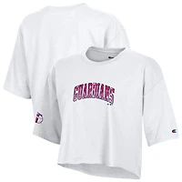 Women's Champion  White Cleveland Guardians Boyfriend Cropped Americana T-Shirt