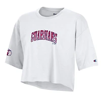 Women's Champion  White Cleveland Guardians Boyfriend Cropped Americana T-Shirt