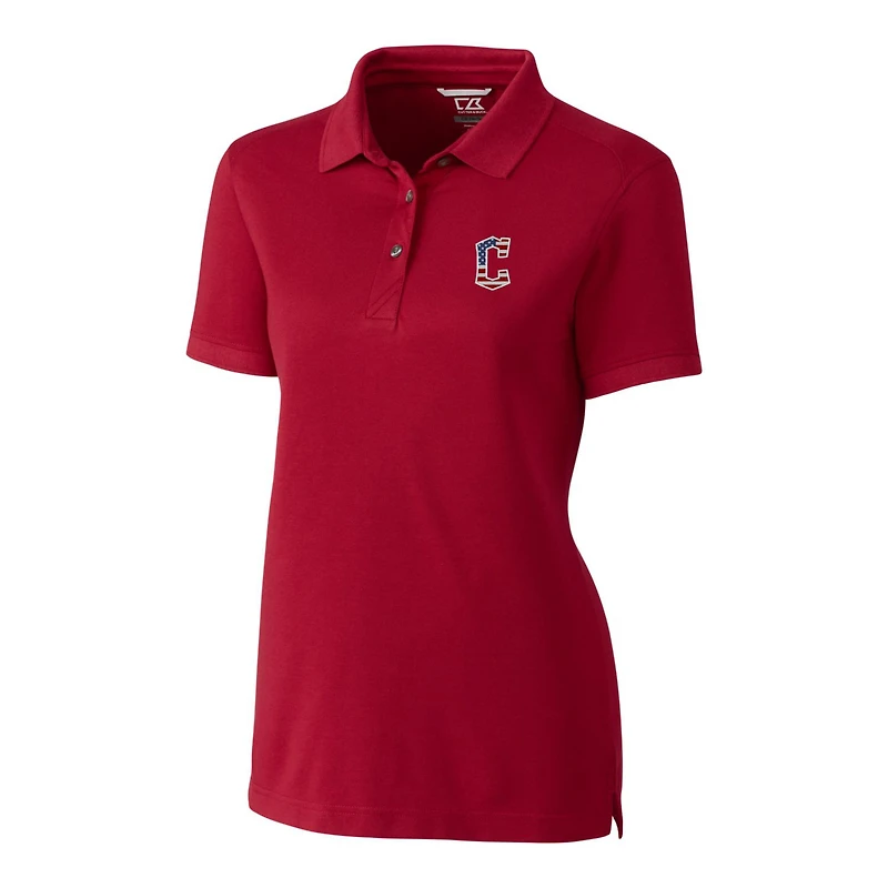Polo piqué tri-blend Cutter & Buck Cardinal Cleveland Guardians pour femme