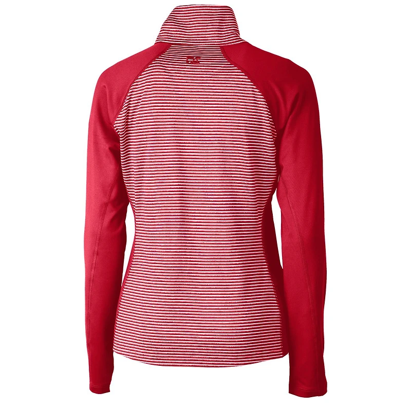 Pull-over extensible demi-zippé à rayures ton sur avec logo Americana pour femme Cutter & Buck Cardinal Cleveland Guardians